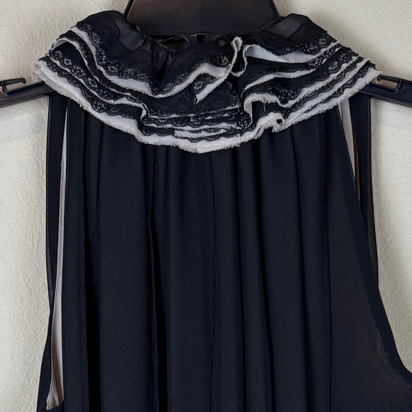 Robert Rodriguez Neiman Marcus Black Sheer Elastic Drop Waist Sleeveless Blouse - Picture 6 of 9